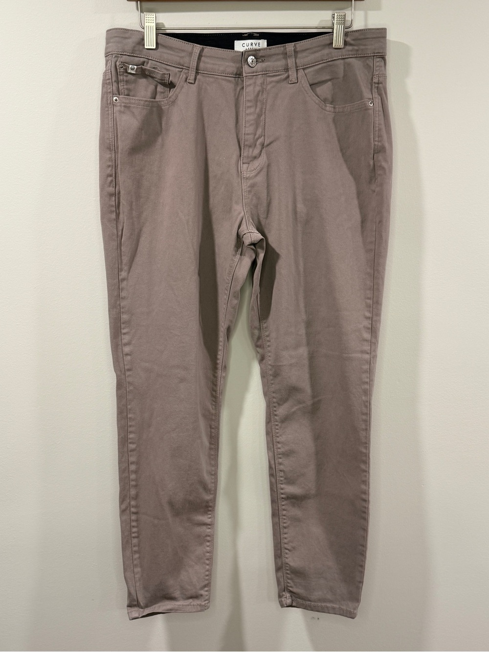 Curve Appeal Womens Ankle-Length Straight Pants in Gray Khaki Size 14/32